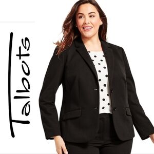 ⭐ NWT Talbots Black Textured Embroidered Blazer Career Jacket Womens 18W #11-22